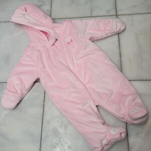 Carter's Girls Baby Fleece Bunting Winter Zip up snow suit sz 3 mths Pink